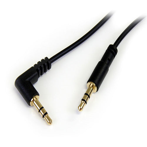 1 Ft. (0.3 M) Right Angle 3.5 Mm Audio Cable - 3.5Mm Slim Audio Cable - Right Angle - Male/Male - Aux Cable (MU1MMSRA), Black