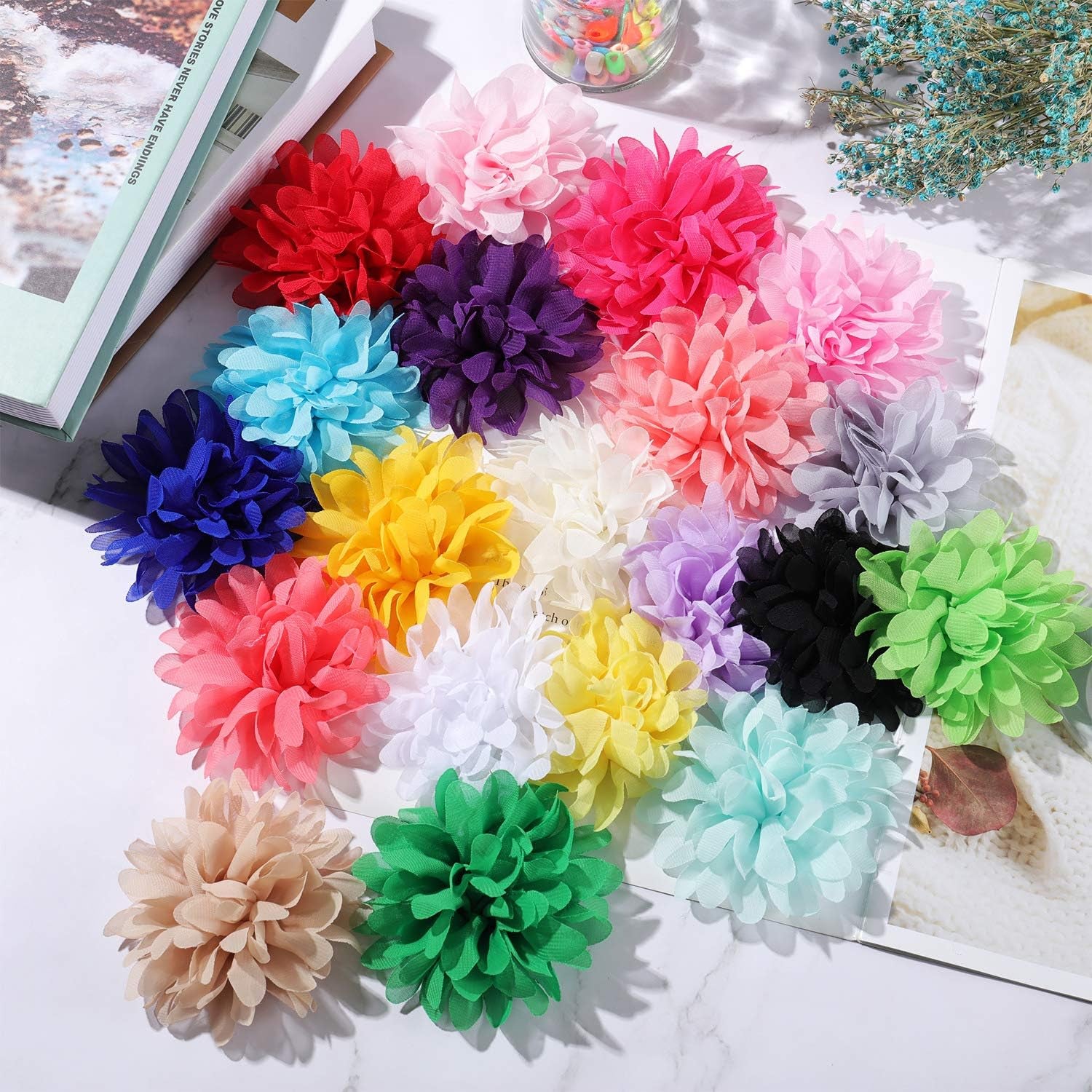 20 Pieces Dog Collar Flowers Pet Flower Bow Ties Multi-Color Dog Charms Flower for Puppy Dog Collar Grooming Accessories (10 Cm/ 4 Inch)