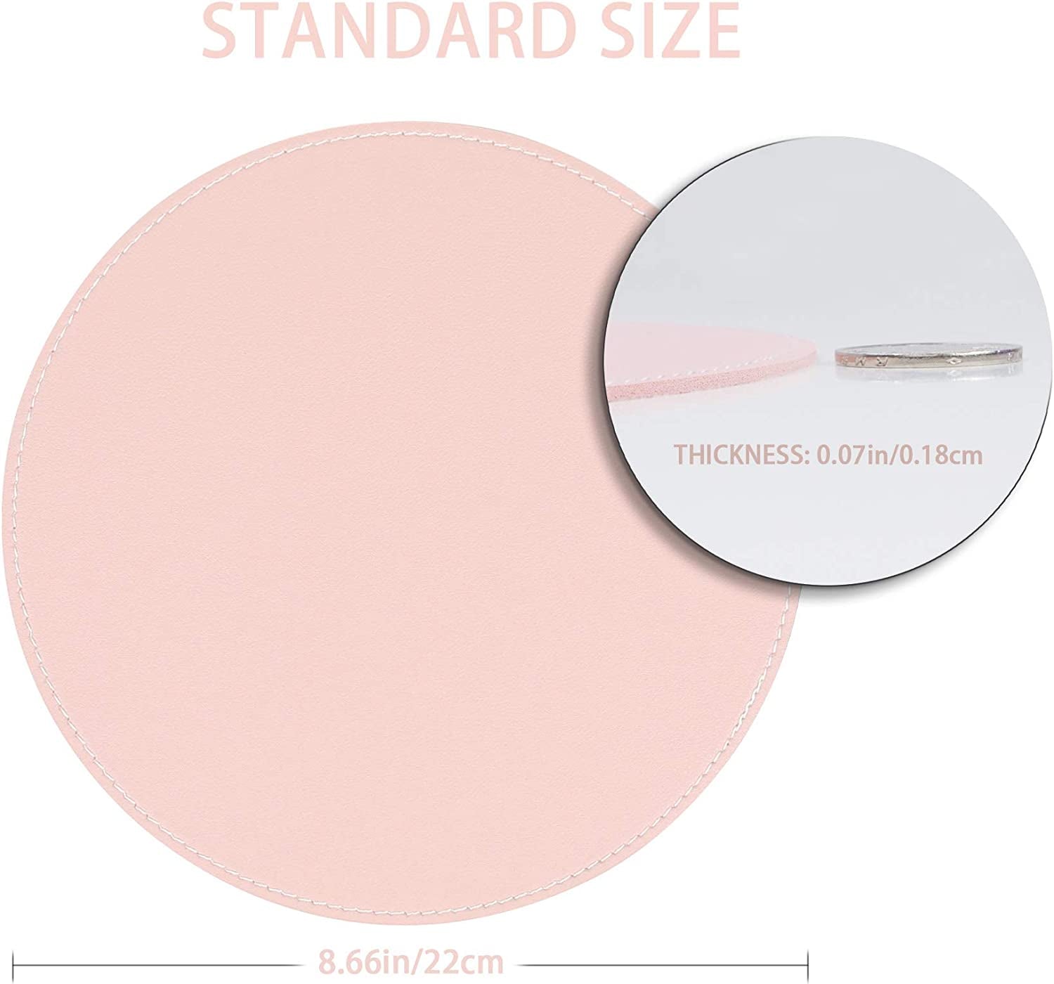 2 Pack Mouse Pads, Ultra Thin Waterproof PU Leather Mouse Pad,Stitched Edges,Works for Computers, Laptop,All Types of Mouse Pad, Office/Home(8.66'', 2 Pack, Pink)