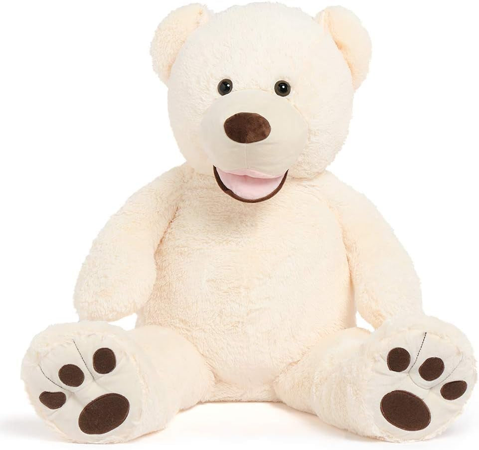 Giant Teddy Bear with Big Footprints Big Teddy Bear Plush Stuffed Animals (Beige, 39 Inches)
