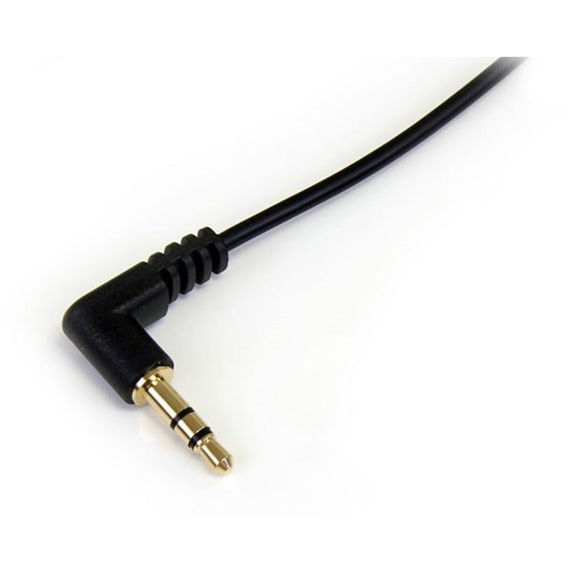 1 Ft. (0.3 M) Right Angle 3.5 Mm Audio Cable - 3.5Mm Slim Audio Cable - Right Angle - Male/Male - Aux Cable (MU1MMSRA), Black
