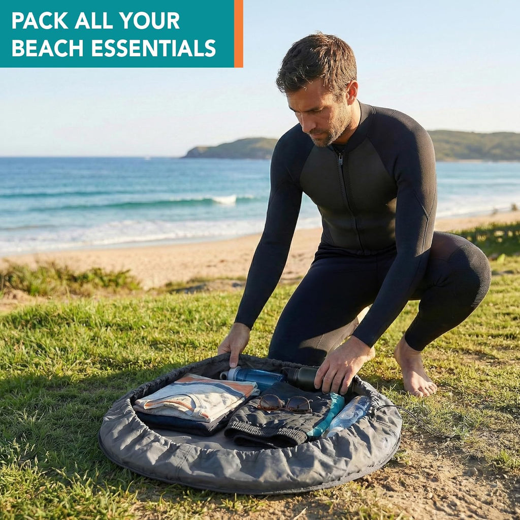 Wetsuit Changing Mat, Waterproof Surf Bag, Drawstring Wetsuit Bag, Surfing Accessories for Kayakers, Dry Bag for Beach, Durable Compact No Leak Mat for Scuba