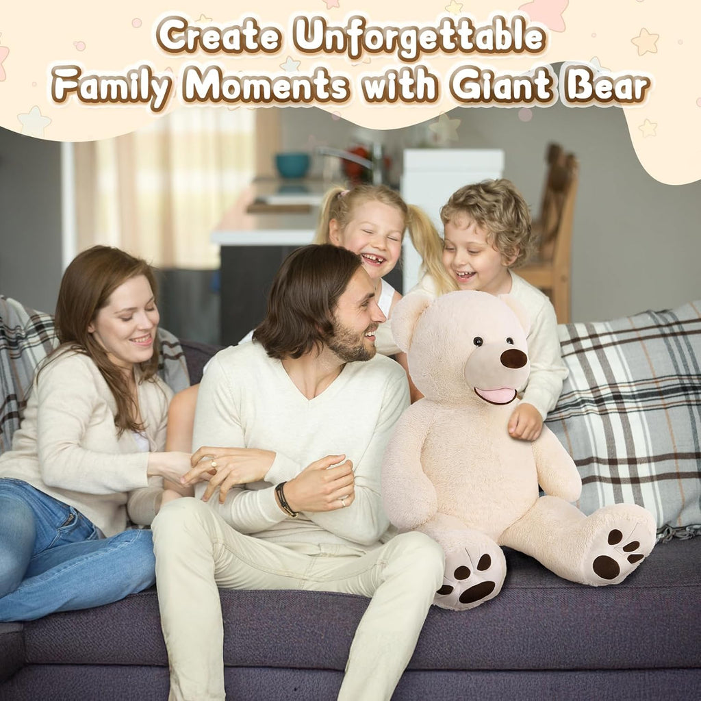 Giant Teddy Bear with Big Footprints Big Teddy Bear Plush Stuffed Animals (Beige, 39 Inches)